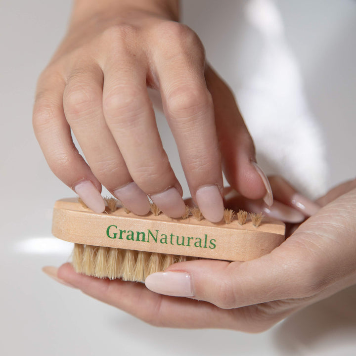 Toe & Finger Nail Brush - Hand & Foot Brush for Cleaning Fingernail and Toenail Cuticle - Natural Wooden and Bristle Scrubber Tool for Gardeners, Mechanics, Salon - Manicure + Pedicure
