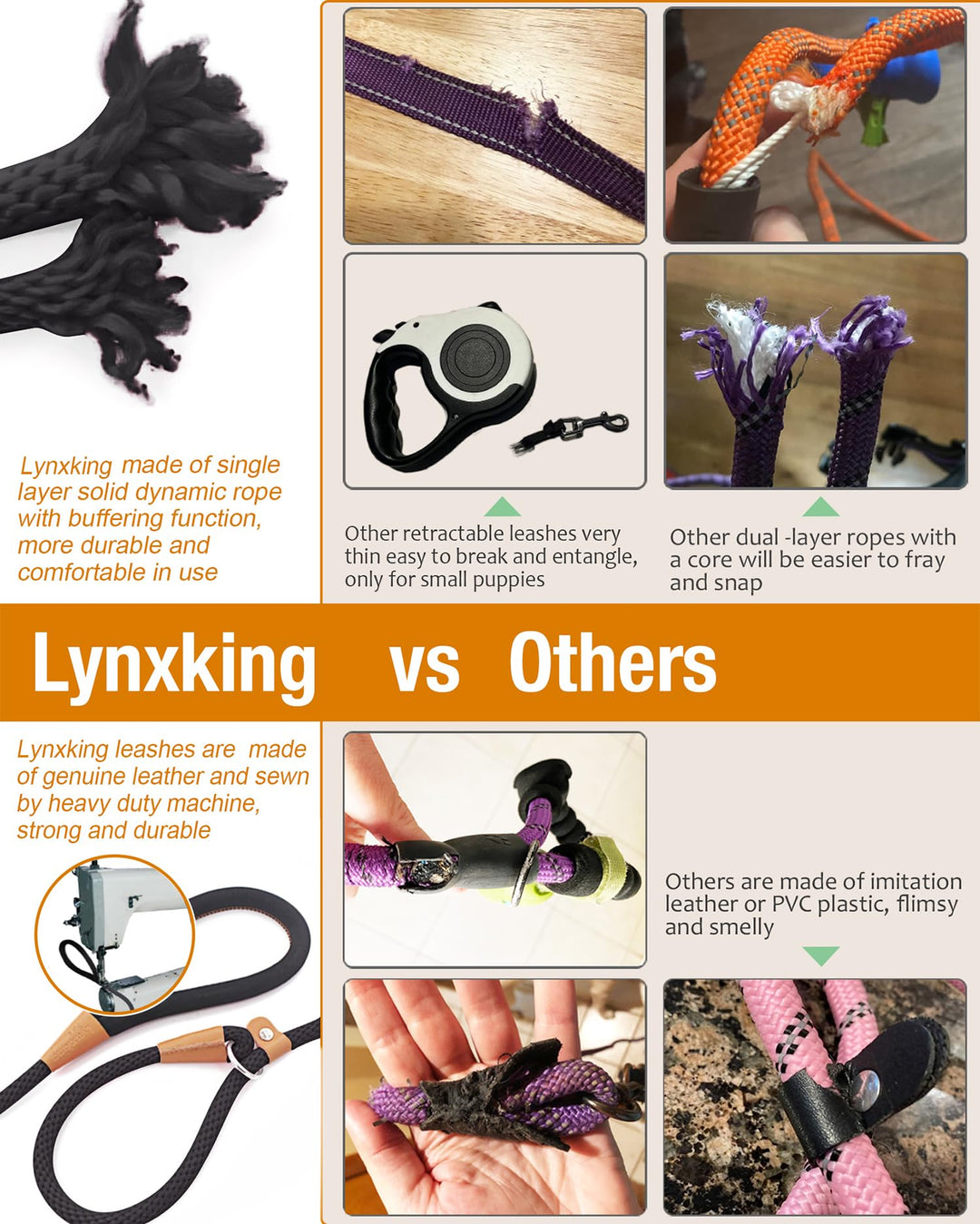 lynxking Dog Leash Slip Lead 5 6 8 FT Dog Training Leash Strong Heavy Duty Braided No Pull Training Lead Leashes for Small Medium Large Dogs