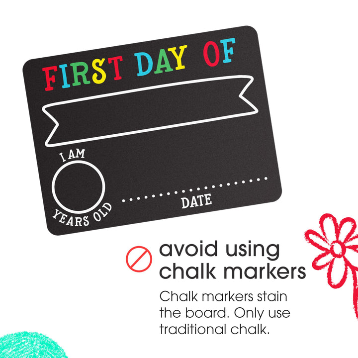 First and Last Day Chalkboard Signs, Reusable And Erasable Chalkboard, Ideal Photo Memory Prop for School Milestones, Includes 2 Chalk Signs With White and Yellow Chalk