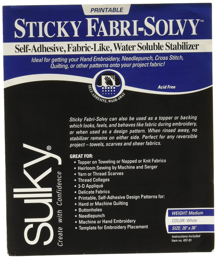 Fabri-Solvy stabilizer, 20 x 36, White