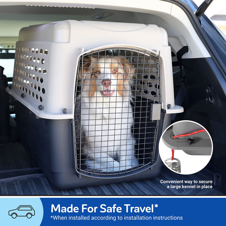 Vari Dog Kennel - Portable Dog Carriers & Crates for Large Dogs, Airline-Friendly, Durable Plastic, Pet Carrier For Home and Travel, 40 Inches, Taupe and Black