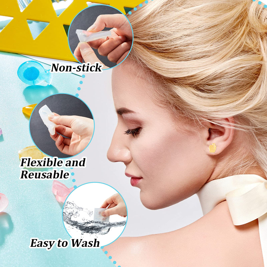 22 Pieces Stud Earrings Resin Moulds Tiny Jewelry Silicone Moulds Jewelry Epoxy Casting Moulds with Stainless Steel Ear Studs and Earring Backs for Resin DIY Jewelry Making Supplies