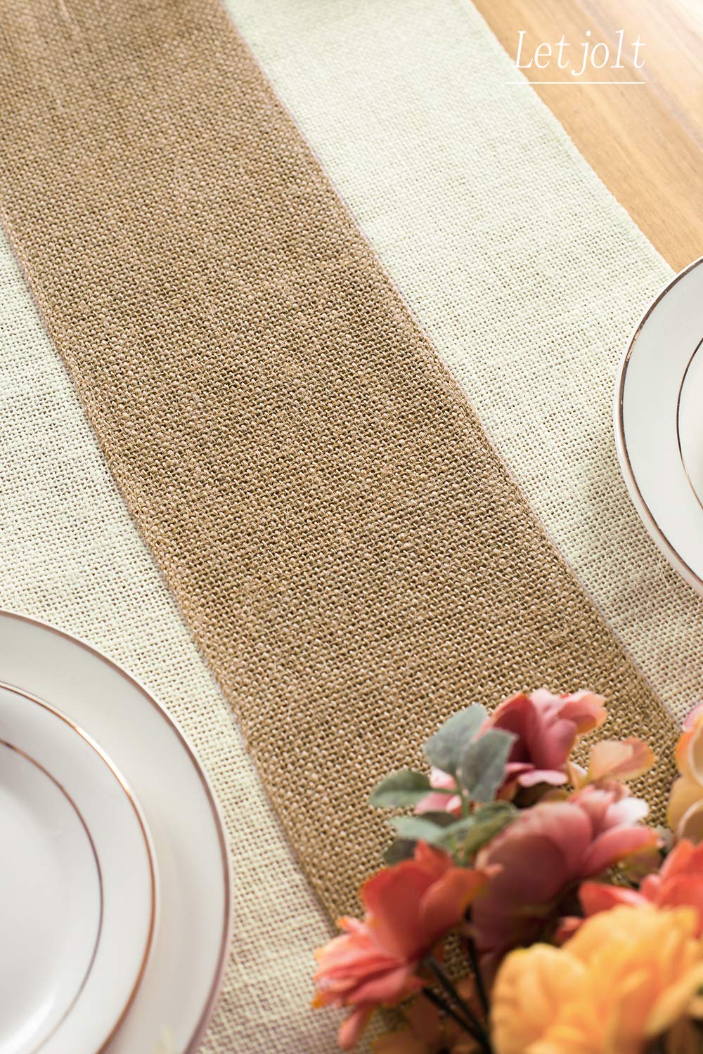 Burlap Table Runner Farmhouse Thanksgiving Table Runner Christmas Table Runner Jute Woven Fabric, Light Colour Edge 12x72 Inches