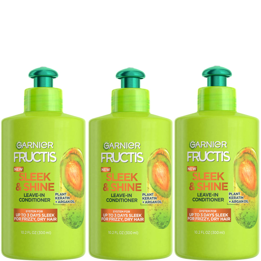 Fructis Sleek and Shine Intensely Smooth Leave-In Conditioning Cream, 10.2 Ounce (Pack of 3) (Packaging May Vary)