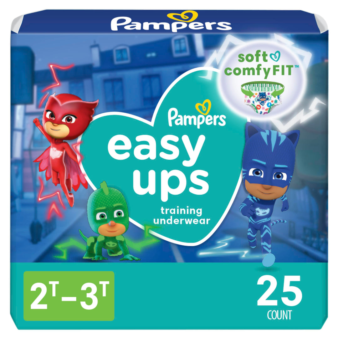 Easy Ups Pull On Disposable Training Diaper for Boys, Size 4 (2T-3T), Jumbo Pack, 25 Count