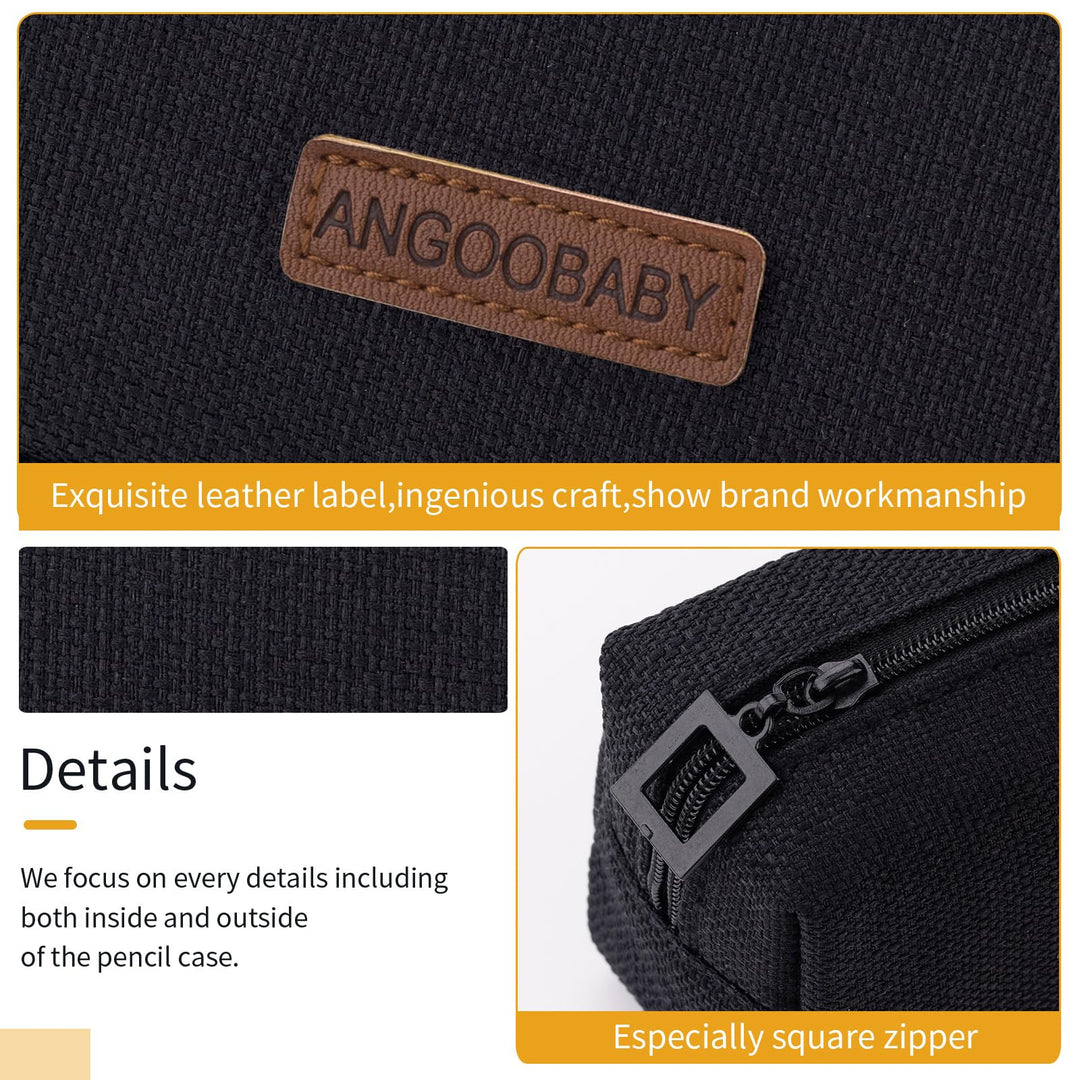 Small Pencil Case Student Pencil Pouch Coin Pouch Cosmetic Bag Office Stationery Organizer for Teen School - Black