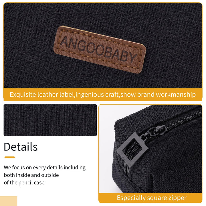 Small Pencil Case Student Pencil Pouch Coin Pouch Cosmetic Bag Office Stationery Organizer for Teen School - Black