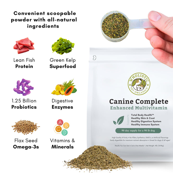 Canine Complete Dog Multivitamin - 4 Lb - Nutrient-Rich Multi-Vitamins and Supplements - Whole-Food Powder for Immune System, Skin, Coat & Overall Health