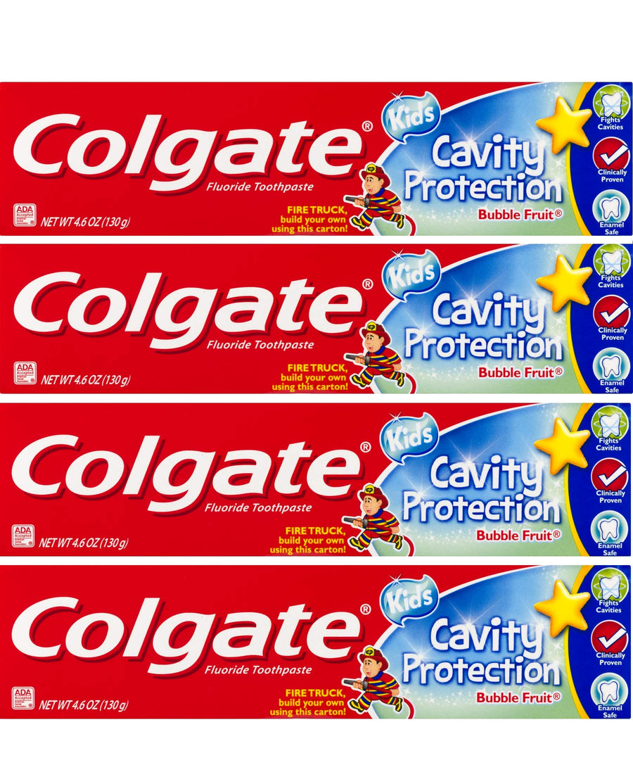 Kids Cavity Protection Bubble Fruit Fluoride Toothpaste 4.6oz - Pack of 4