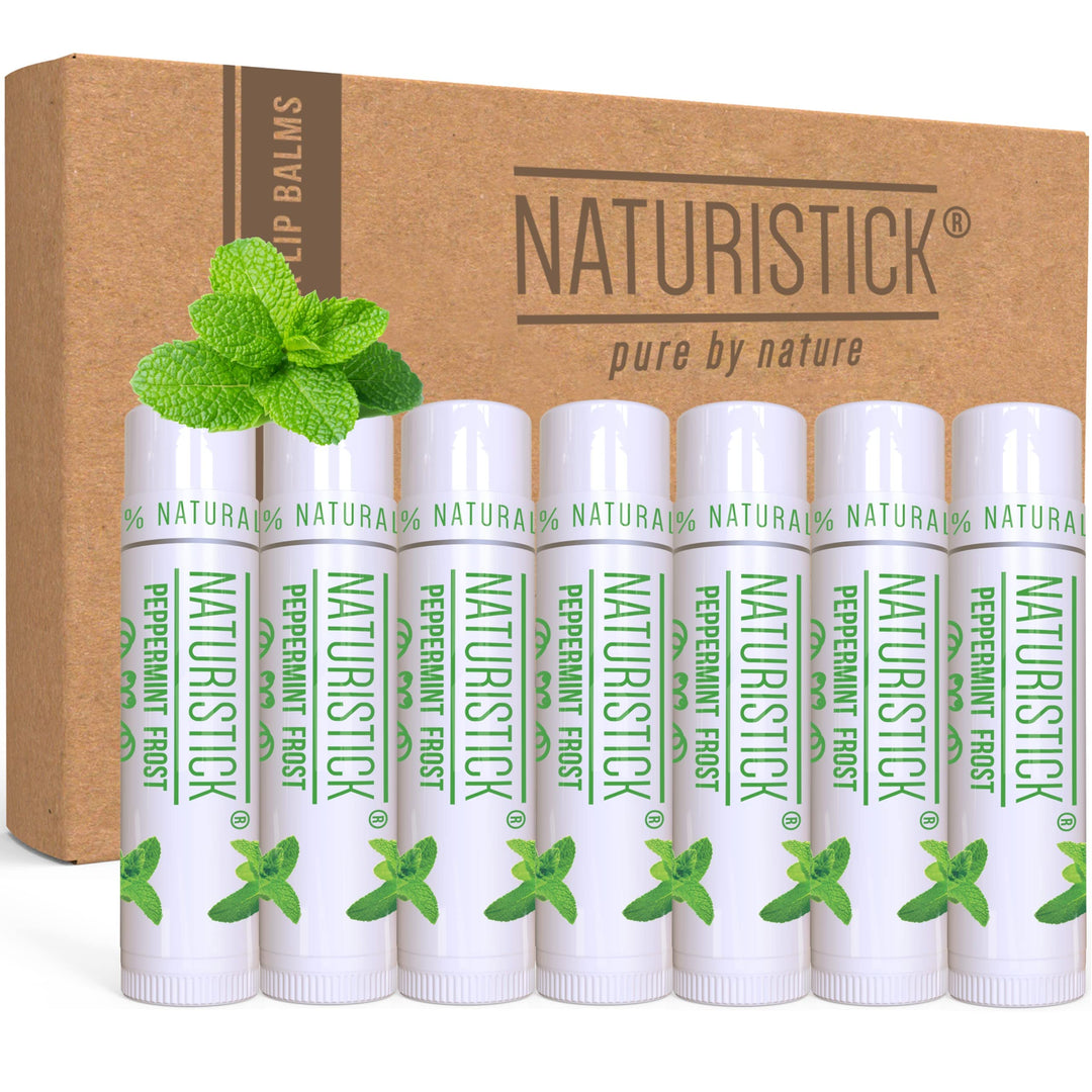 7 Pack Peppermint All-Natural Beeswax Lip Balm Gift Set , Best Healing Chapstick for Dry, Chapped Lips, with Aloe Vera, Vitamin E, Coconut Oil for Men, Women and Kids, Made in USA