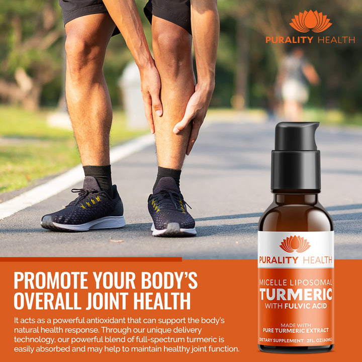 Liquid Turmeric Supplement, Fulvic Acid, Support Joint Health, Liposomal Enhanced Absorption, Vegan, Month Supply