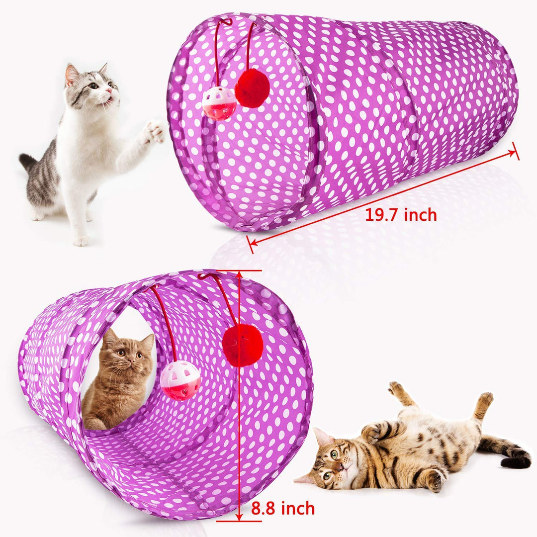 28Pcs Cat Toys Kitten Toys Assorted, Cat Tunnel Catnip Fish Feather Teaser Wand Fish Fluffy Mouse Mice Balls and Bells Toys for Indoor Cat Puppy Kitty Interactive Cat Toy Set