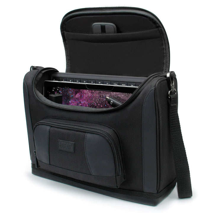 Small Messenger Bag Compatible with Microsoft Surface Pro 11th Gen, Surface Pro 10, Pro 9, Pro 8 - Shoulder Bag Travel Tablet Bag Fits Surface Accessories, Charger, Keyboard, Mouse (Black)