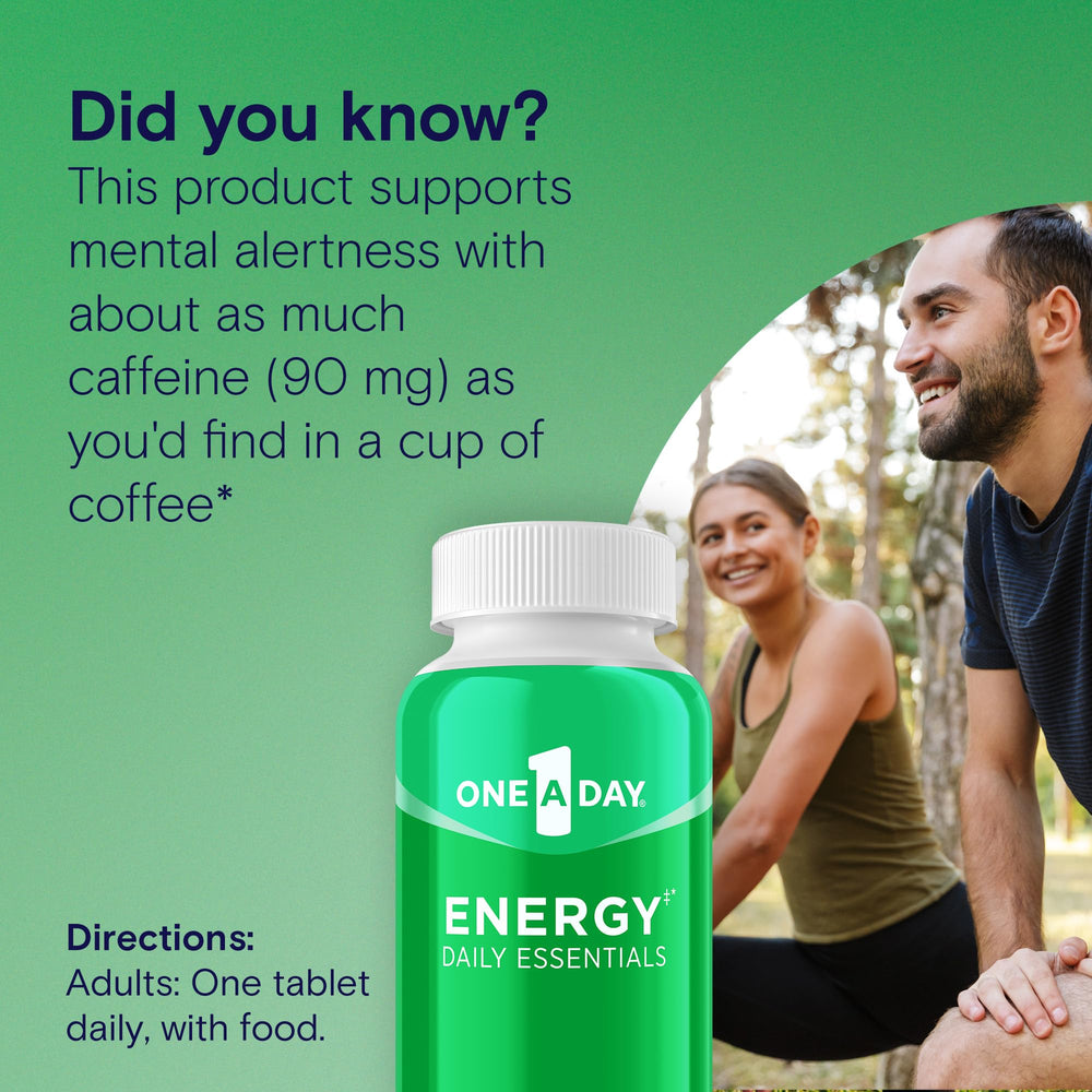 Energy Daily Essentials Multivitamin, Energy Supplement to Support Mental Alertness and Immune Health with Vitamins A C, D, E, Zinc and Caffeine, 120 Count
