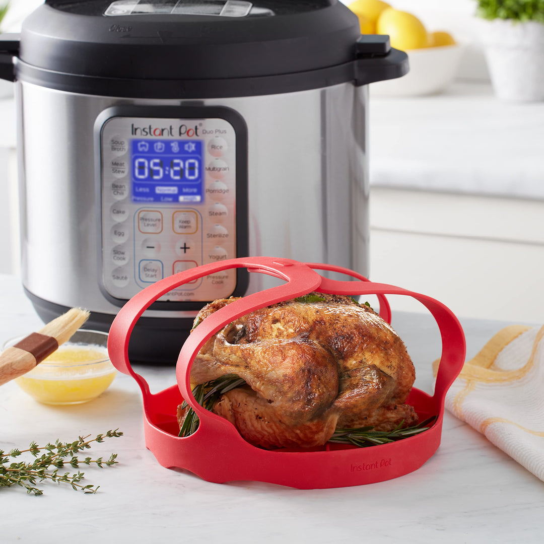Pot Official Silicone Bakeware Sling - Multi-Use, Heat-Resistant, BPA-Free, Compatible with 6-Quart and 8-Quart Cookers, Red - Ideal for Lifting, Roasting, and Healthier Cooking