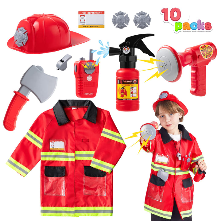 Fireman Costume Pretend Play Set Fireman Costume for Kids Firechief Outfit for School Costumes, Halloween Parties, Costume Parties, Role Play, Halloween, School and Home Play