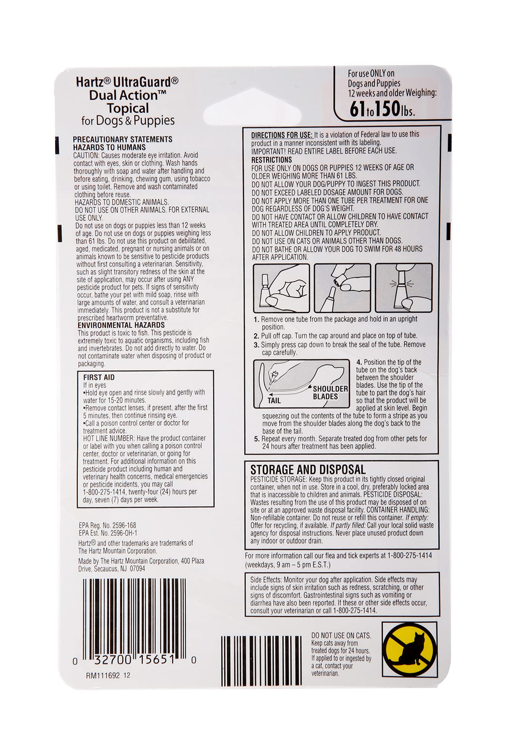 UltraGuard Dual Action Topical Flea & Tick Treatment for Dogs and Puppies - 61-150lbs, 3 Monthly Treatments