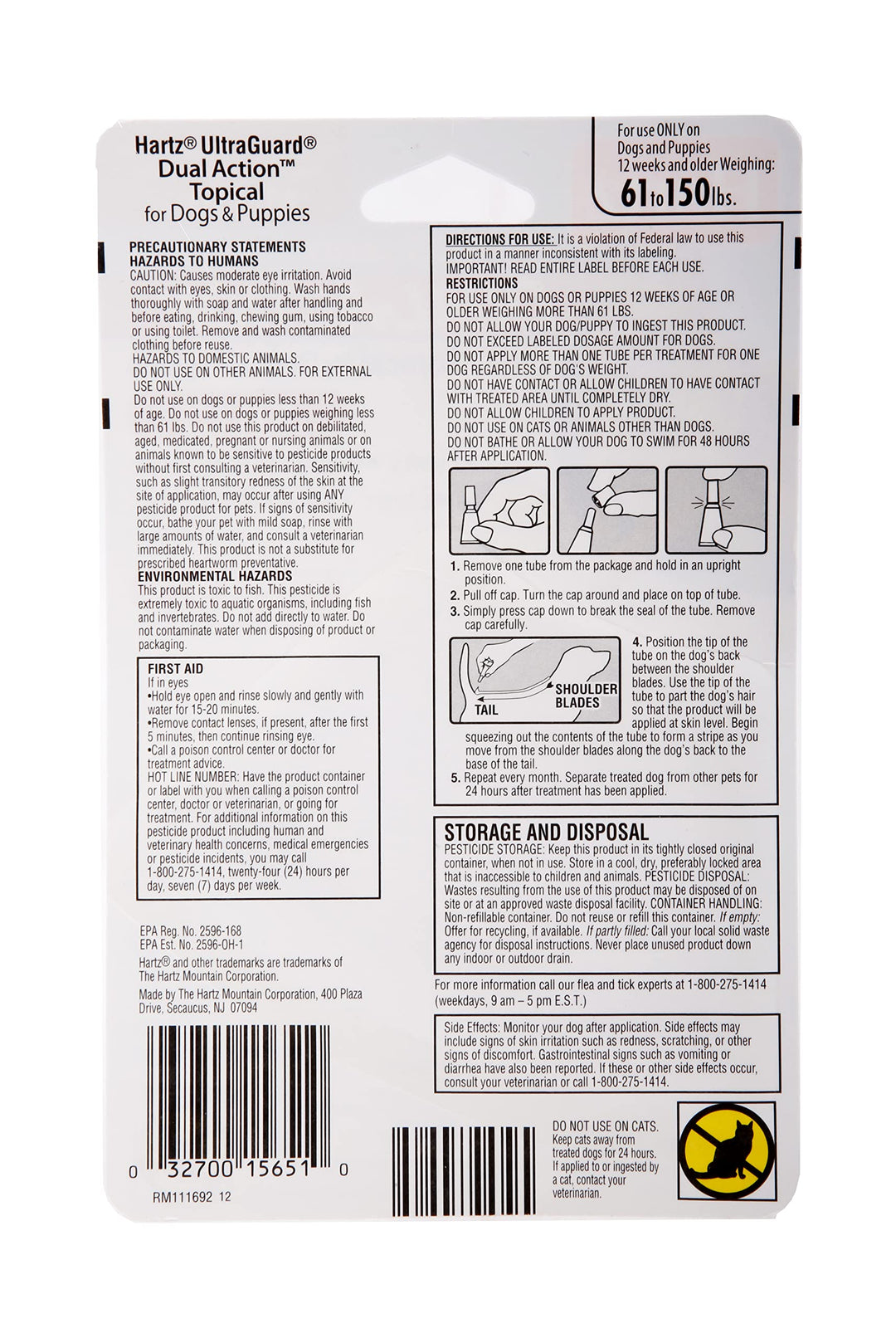 UltraGuard Dual Action Topical Flea & Tick Treatment for Dogs and Puppies - 61-150lbs, 3 Monthly Treatments