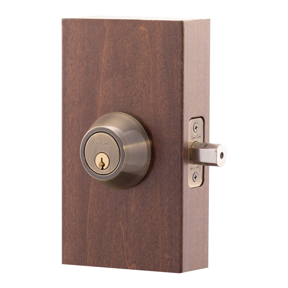 DB2410AB Single Cylinder Deadbolt, Antique Brass, Key Lock