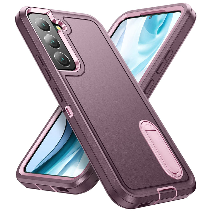 for Samsung Galaxy S22 Case for Samsung S22 Phone Case with Built in Kickstand,Shockproof/Dustproof/Drop Proof Military Grade Protective Cover for Galaxy S22 5G 6.1(Night Purple/Baby Pink)