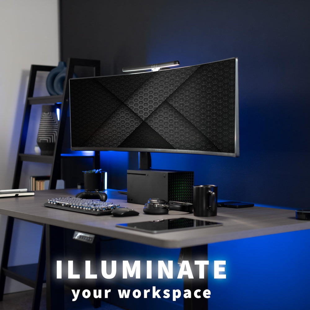 Universal LED Straight Computer Monitor Light Bar, USB Powered Screen Lamp for Home Office, 5 Level Adjustable Brightness and Temperature Reading Light, Black, Desk-LTSB1