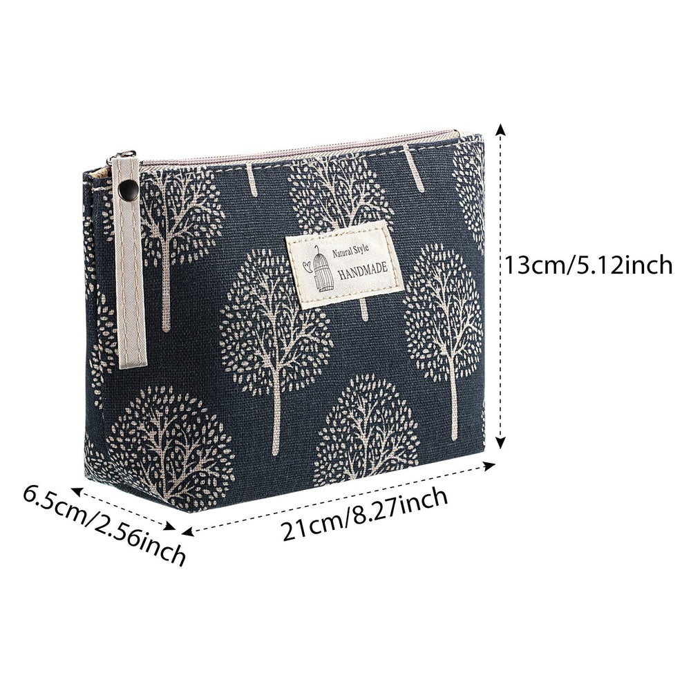 8 Pieces Canvas Cosmetic Bags Printed Small Makeup Bag Multi Function Travel Organizer Pouch Purse with Zipper for Women Fall Vacation Travel Toiletry Bag Christmas Birthday Gift, 8 Styles