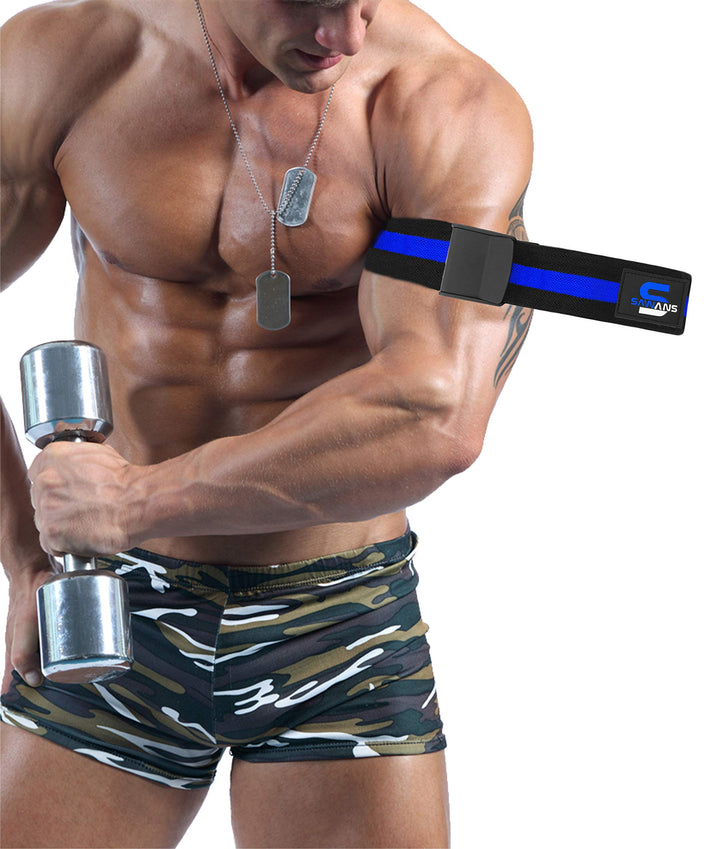 Exercise Obstruction Bands Blood Flow Resistance Bands Fitness Specially Muscle Growth Designed Pairs (Black/Blue)