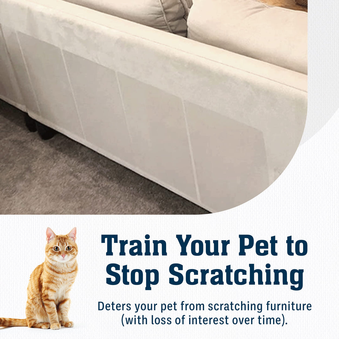 Sofa Protectors from Pets - 6-Pack of 17-Inch x 12-Inch Cat Anti Scratch Furniture Protectors w/Twist Pins - Strong, Clear, Couch Protector - Cat Deterrent Accessories