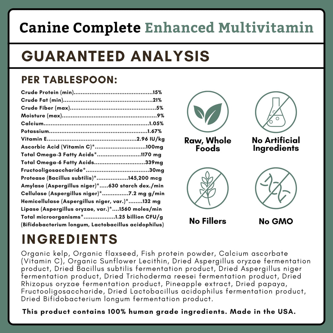 Canine Complete Dog Multivitamin - 4 Lb - Nutrient-Rich Multi-Vitamins and Supplements - Whole-Food Powder for Immune System, Skin, Coat & Overall Health