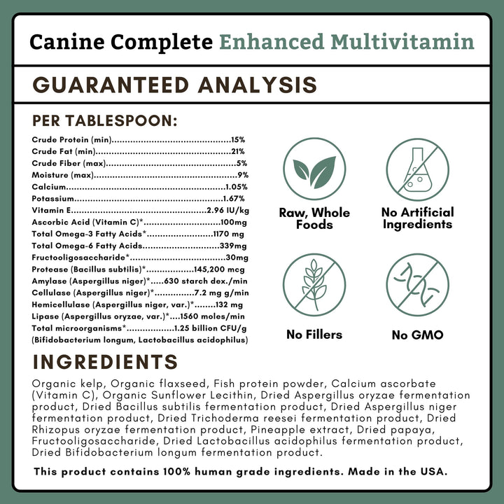 Canine Complete Dog Multivitamin - 4 Lb - Nutrient-Rich Multi-Vitamins and Supplements - Whole-Food Powder for Immune System, Skin, Coat & Overall Health
