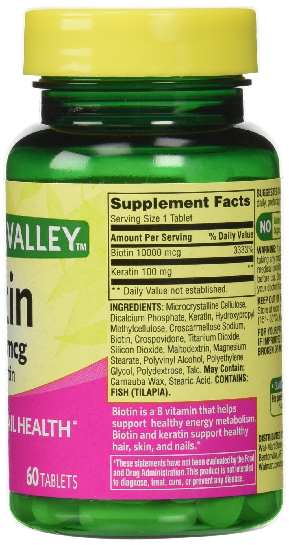 Biotin Dietary Supplement, 10,000 Mg With 100 Mg Keratin, 60 Tablets