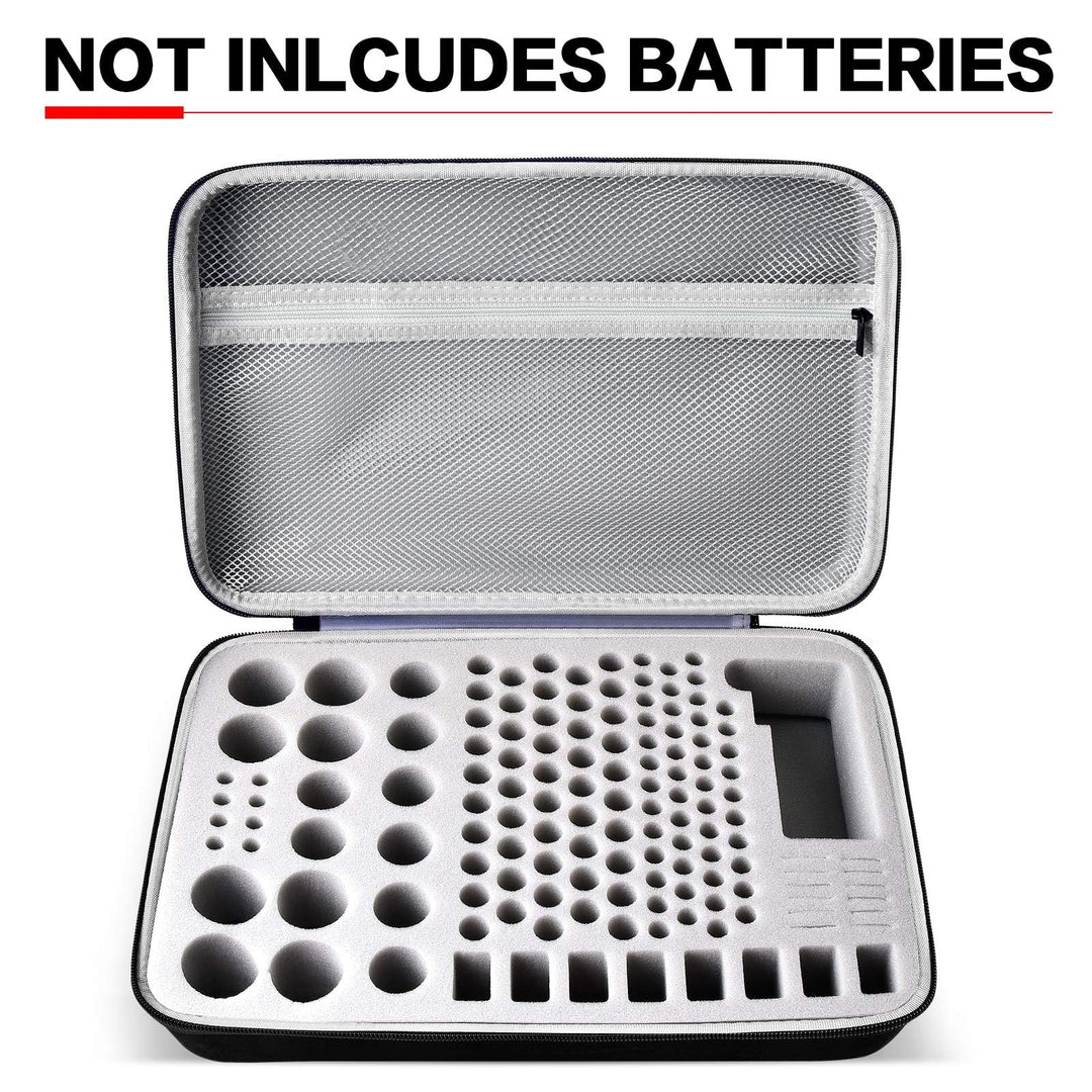 Battery Organizer Storage Case Holder with Tester BT-168, Batteries Variety Pack Bag, Holds 140+ AA, AAA, C, D, 9V, Lithium 3V Button Batteries, Battery Caddy Container(Not Includes Batteries)(Grey)