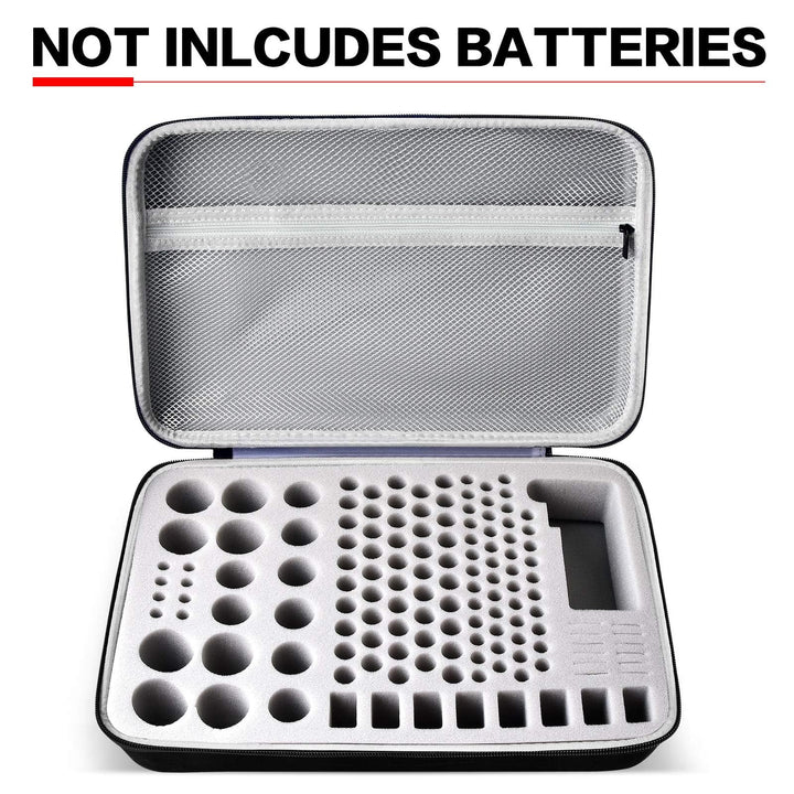 Battery Organizer Storage Case Holder with Tester BT-168, Batteries Variety Pack Bag, Holds 140+ AA, AAA, C, D, 9V, Lithium 3V Button Batteries, Battery Caddy Container(Not Includes Batteries)(Grey)