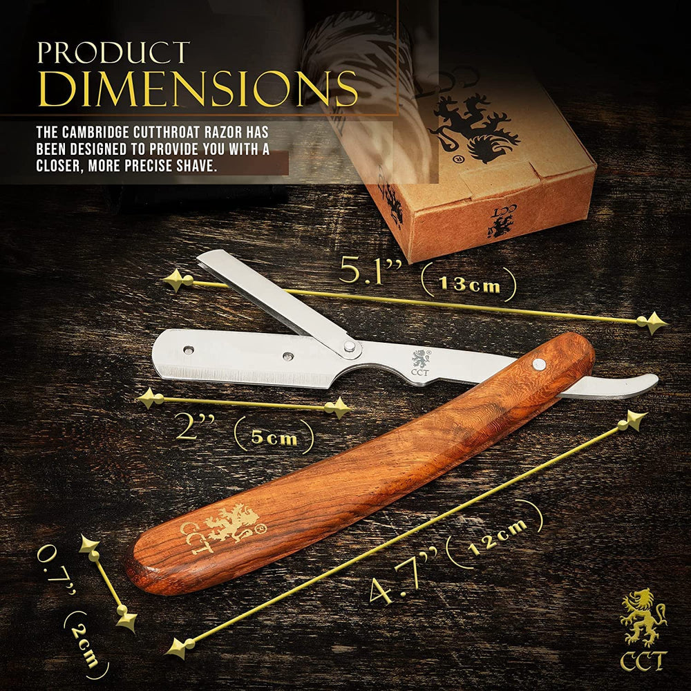 ® Cut Throat Razor Kit Missanda Hardwood & Stainless Steel Professional Barber Razor, Premium Single Blade Straight Edge Razor, Moustache & Beard Shaper, Travel Pouch Included