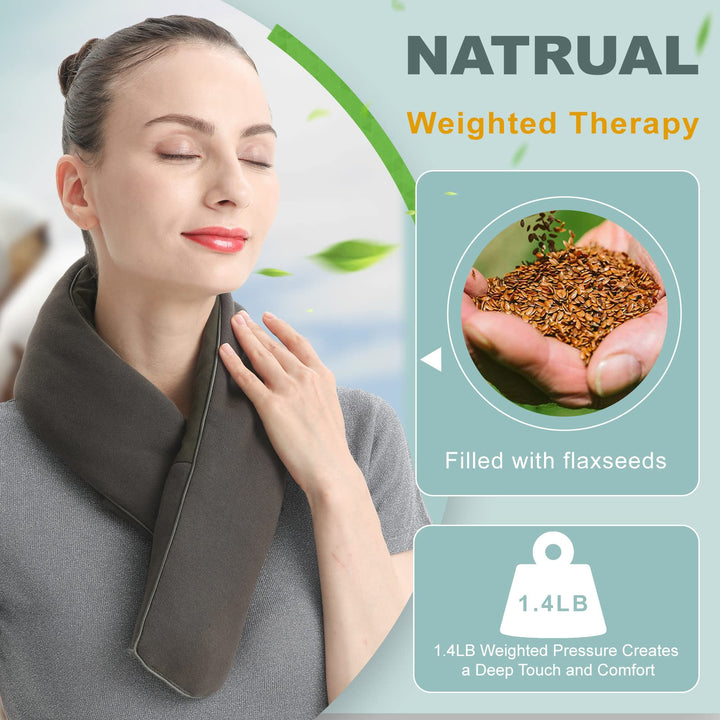 UNCN Electric Neck Heating Pad Filled with Flaxseeds for Neck Pain Relief with Washable Cover Auto Shut Off and 3 Heat Settings, Moist and Dry Heat Therapy for Cramps, Cordless