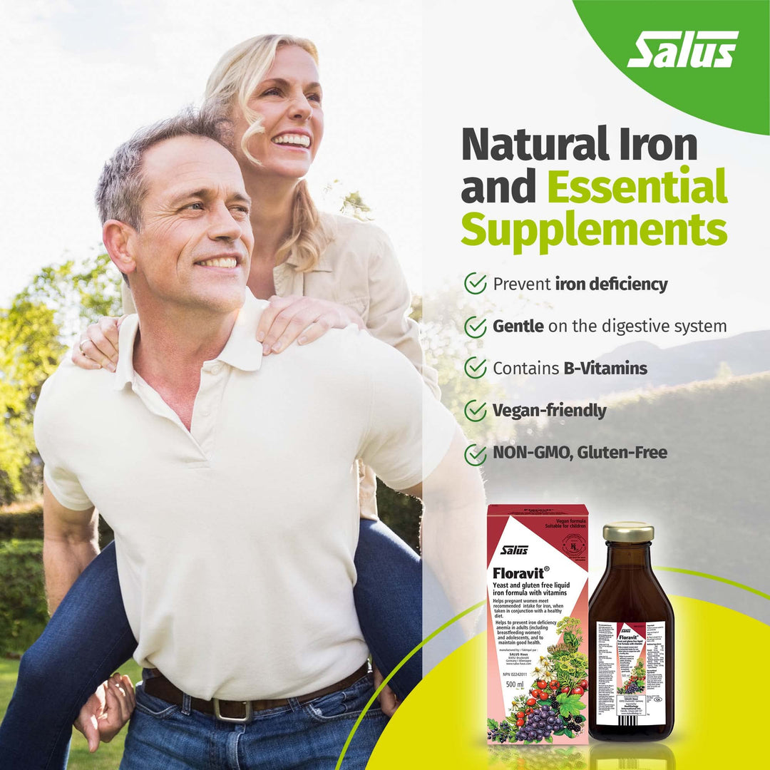 Salus Floravit Liquid Iron and Vitamins | Herbal Iron Supplement for Women, Men, and Children | Gluten-Free, Yeast-Free, Non-Dairy, Non-GMO (500ml)