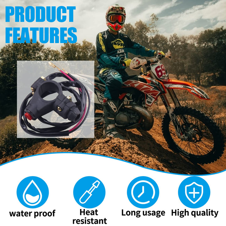 7/8 22mm Handlebar 2 Wire Tether Kill Switch Apply to Taotao 110cc 125cc Dirt Pit Bike ATV 4 Wheeler Quad Trail Bike