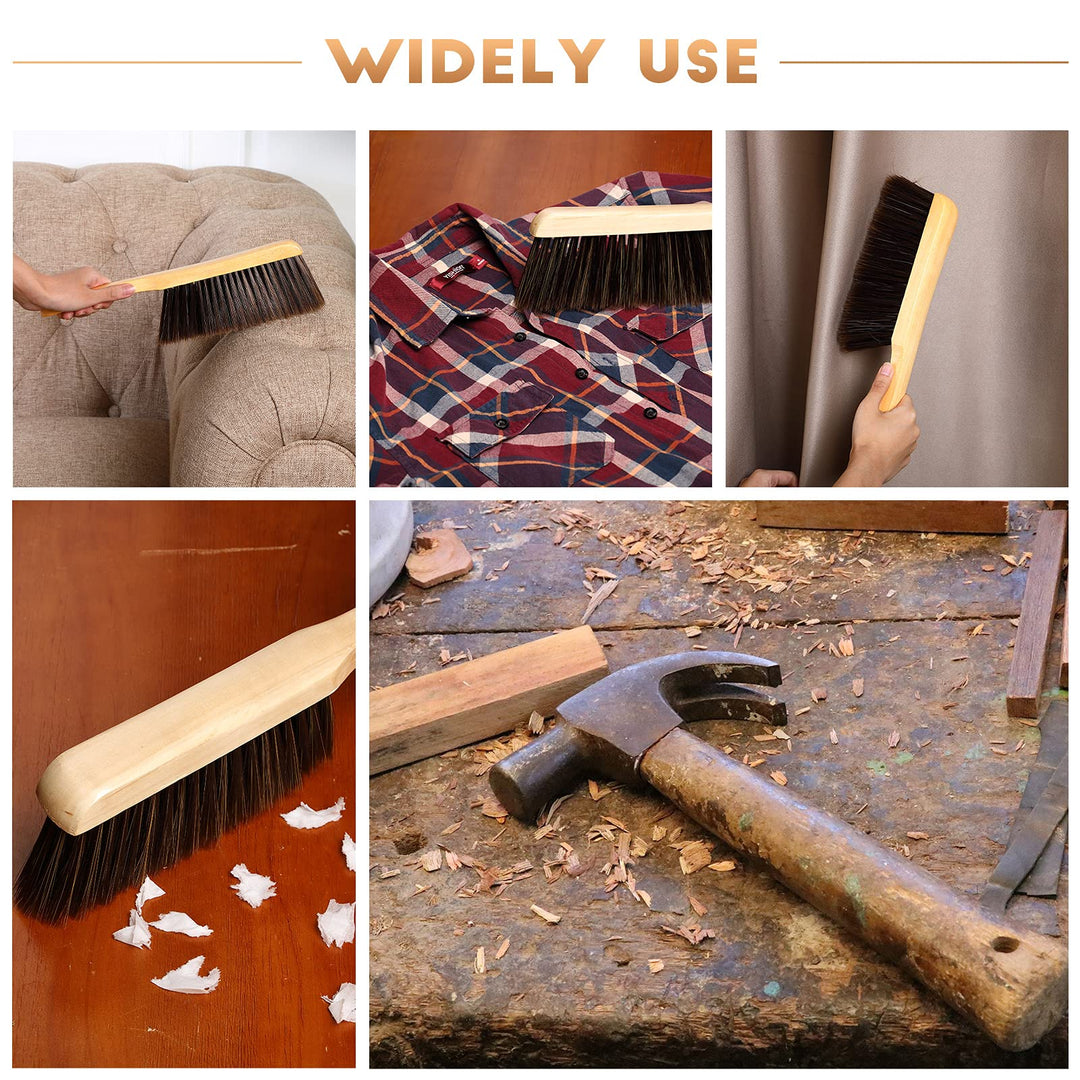 2 Pieces Wooden Bench Brushes, Soft Bristles, Long Wood Handle, Brown