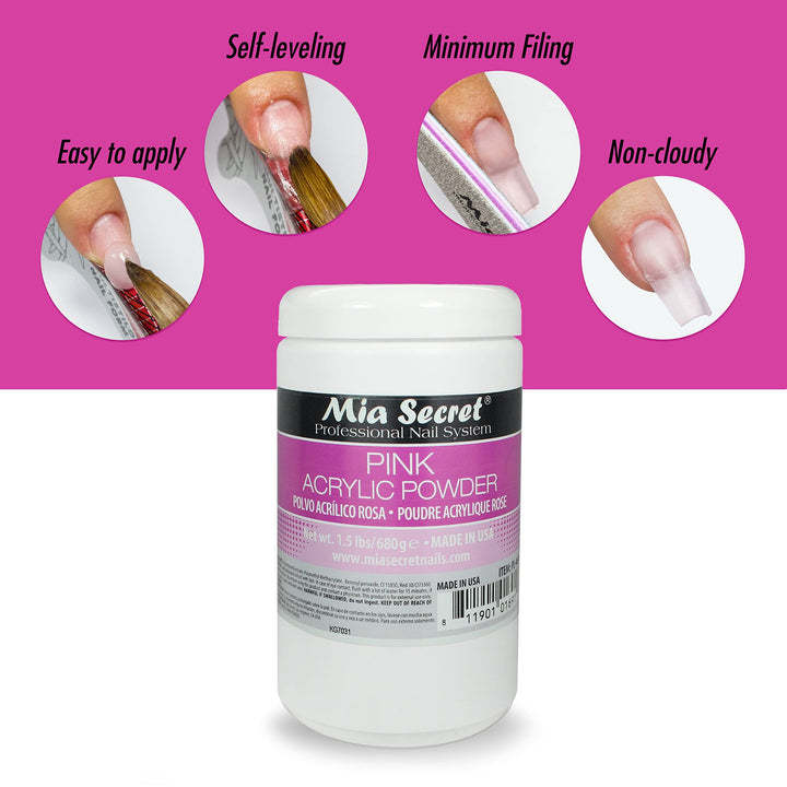 pink Acrylic Powder 1.5 lbs - Made in USA