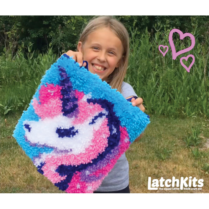 Latch Hook Kits for Kids – Kids Crafts, Arts and Crafts, Yarn Art, Wall Hanging & Mini-Rugs, Craft Supplies, Pre-Cut Yarm, Easy Pattern, Hook Included, Arts & Craft, Ages 6+, Unicorn