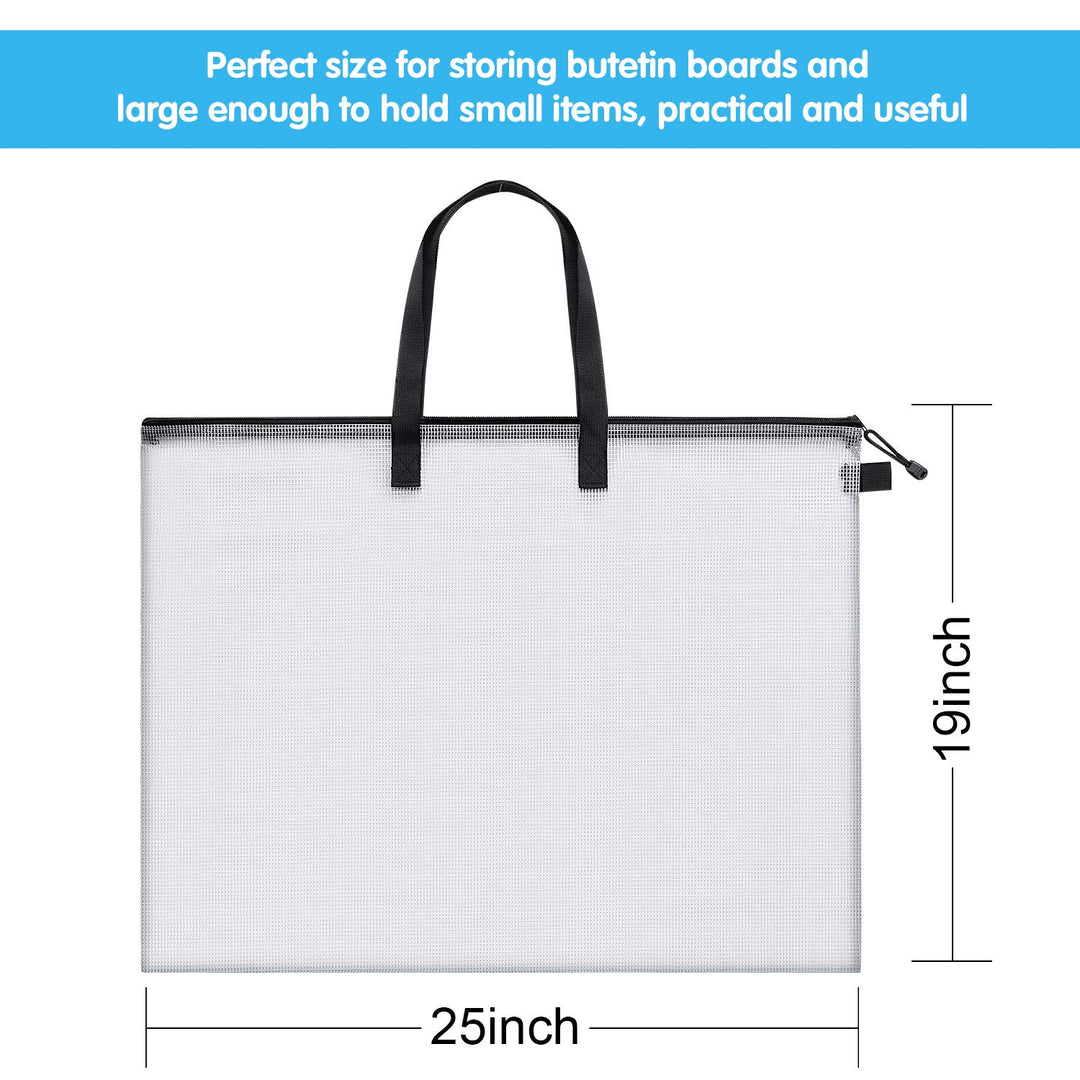 Art Portfolio Bag Poster Storage Bag Poster Board Holder with Handle and Zipper 19 x 25 Inch Organizer Transparent Bag for Large Posters, Poster Board, Painting, Bulletin Boards (3 Pieces)