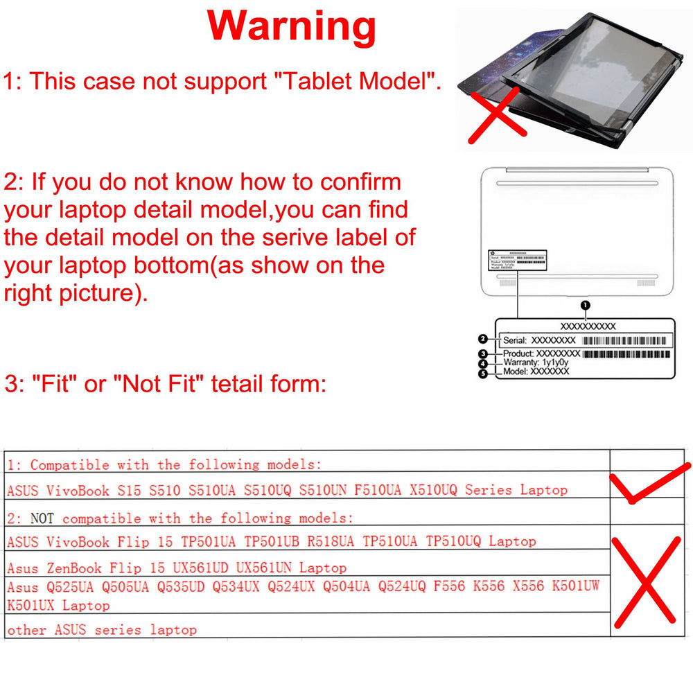 Protective Case Cover for 15.6 ASUS VivoBook S15 S510 S510UA S510UQ S510UN F510UA X510UQ Series Laptop(Warning:Not fit Other Model),Black