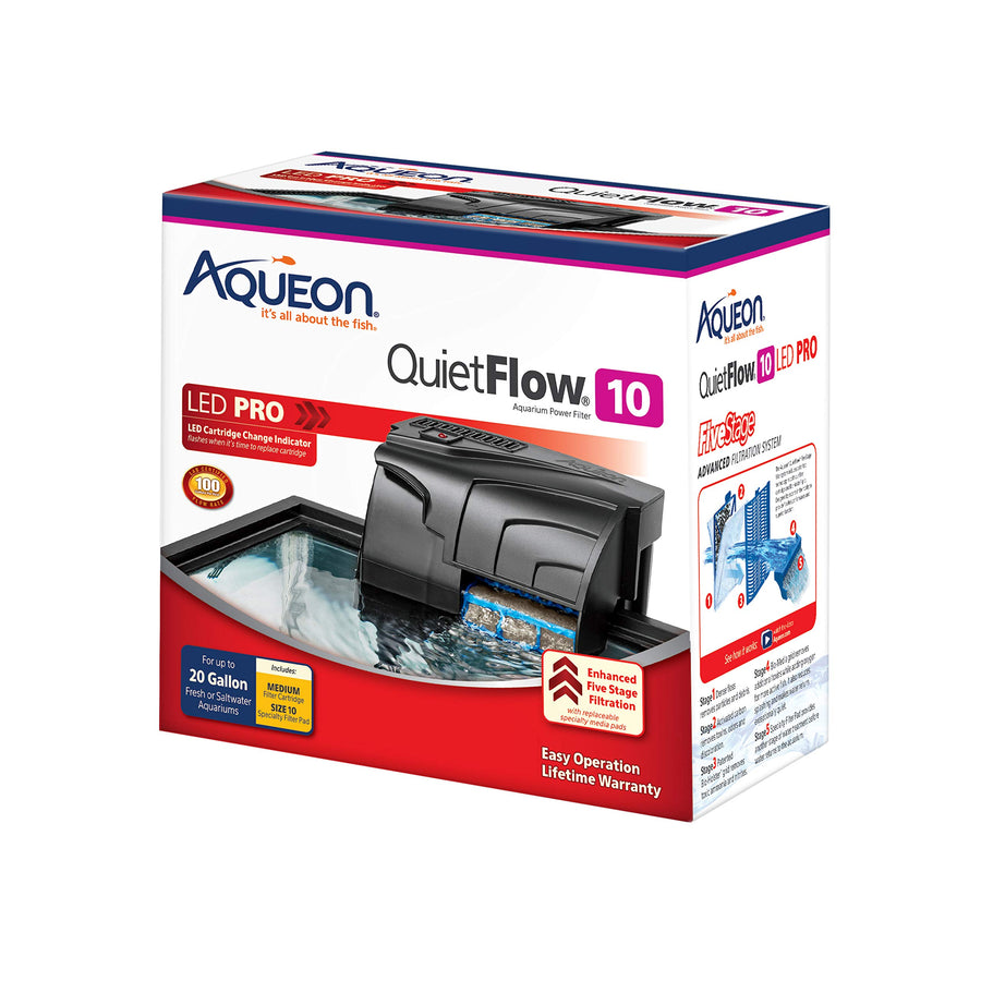 QuietFlow 10 LED PRO Aquarium Fish Tank Power Filter For Up to 20 Gallon Aquariums