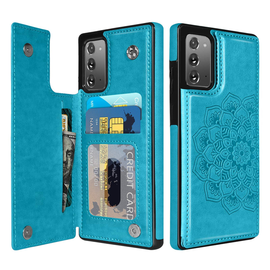 for Samsung Galaxy Note 20 Wallet Case 5G, PU Leather Heavy Duty Rugged Shockproof Protective Cases with Card Slots Cash Holder Phone Case for Samsung Galaxy Note 20 6.7 2020 -Blue
