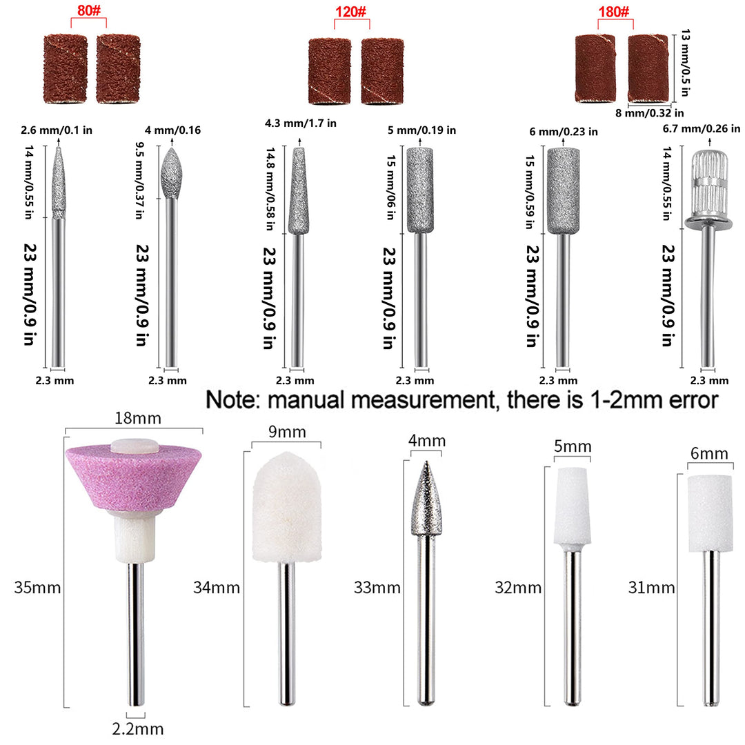 Nail Metal Drill Bits with Sanding Bands, Electric Machine Accessory Manicure Pedicure Tools for Acrylic Gel Nails Home Salon Use
