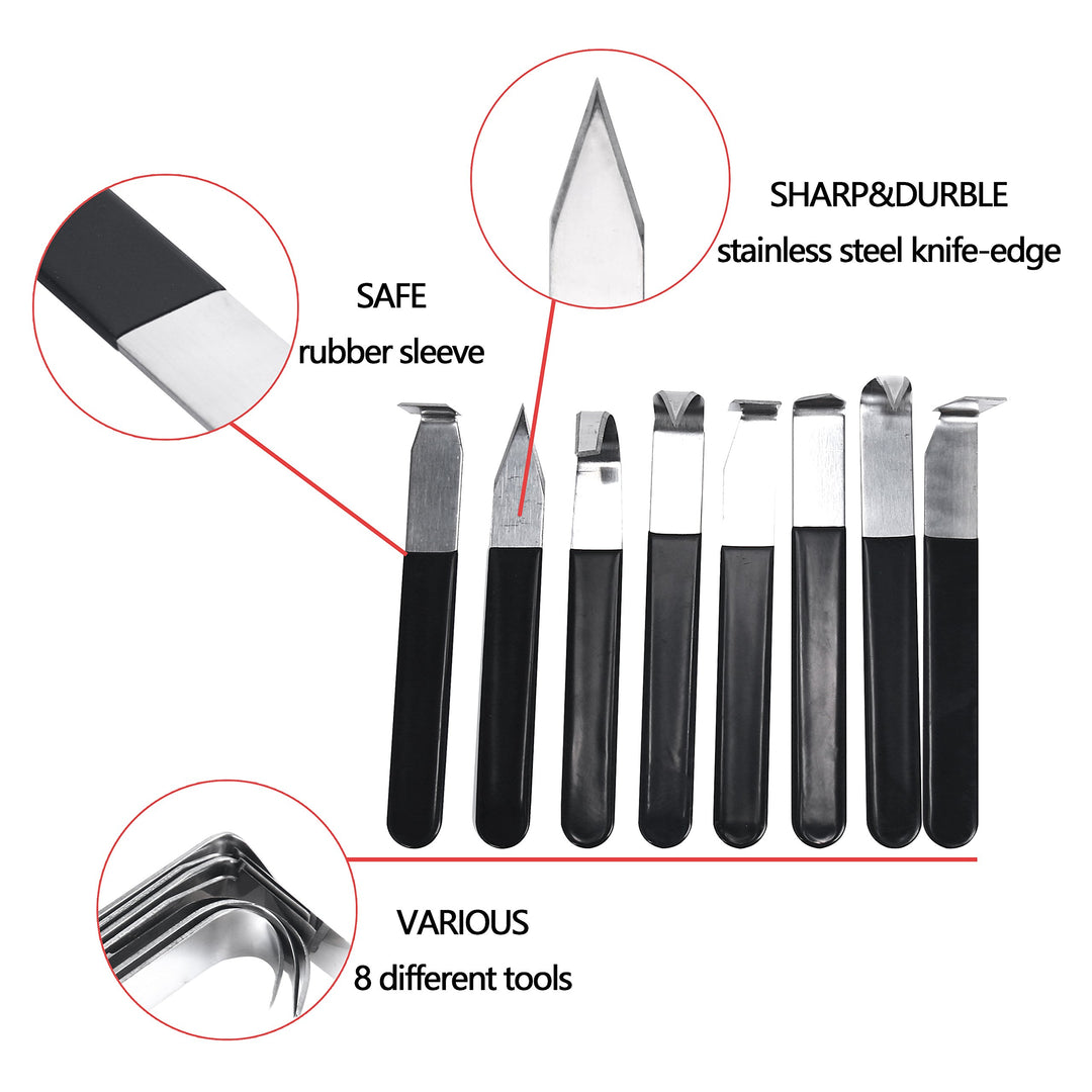 8 Pack Pottery Tools Stainless Steel, 8 Styles Carving Shaping Knives Craft Trimming Clay Sculpture Hand Tools Artist Ceramic Tools Set for Carving, Sculpting, Shaping, Modeling