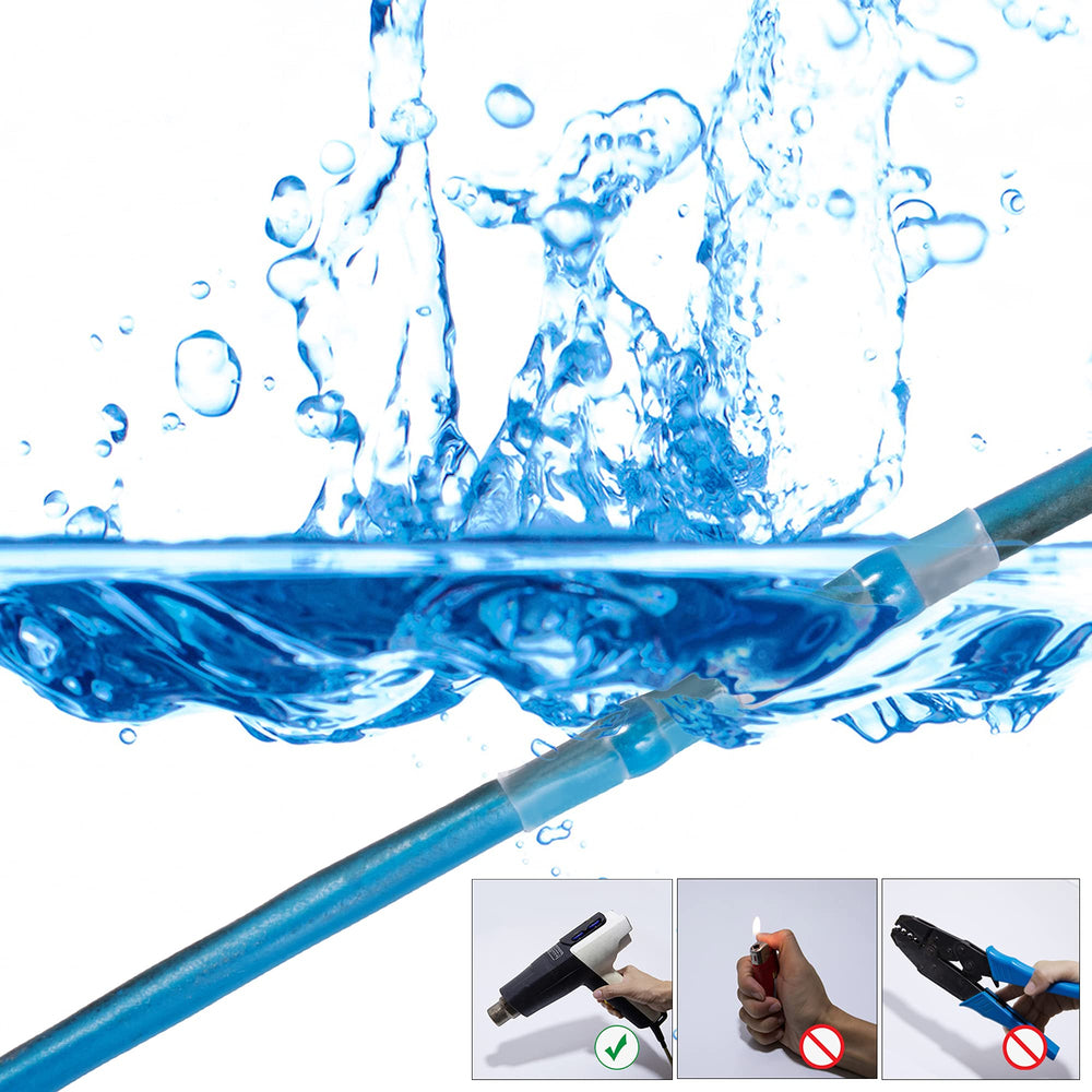 100 PCS 16-14 AWG Solder Seal Heat Shrink Wire Connector Kit Waterproof Connector Kit with Case Blue
