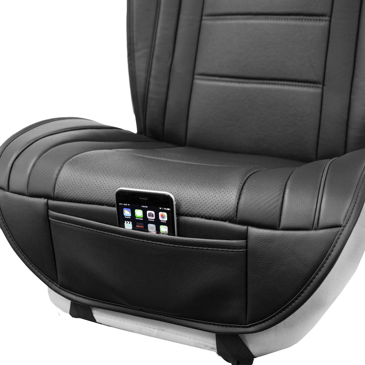 Front Set Faux Leather Car Seat Cushions - Seat Covers for Low Back Seat, Universal Fit, Airbag Compatible Seat Cover for SUV, Sedan, Black