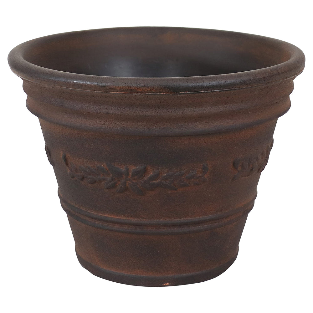 Laurel 13 Outdoor Double-Walled Polyresin Planter with UV-Resistant Rust Finish
