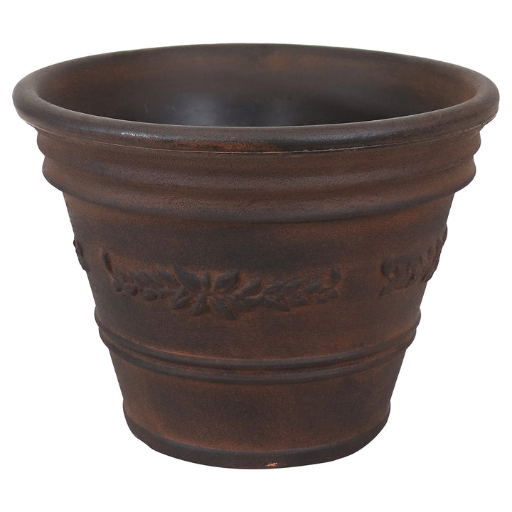 Laurel 13 Outdoor Double-Walled Polyresin Planter with UV-Resistant Rust Finish